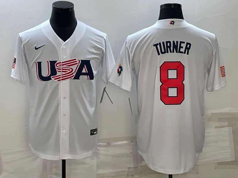Men 2023 World Cub USA #8 Turner White Nike MLB Jersey10